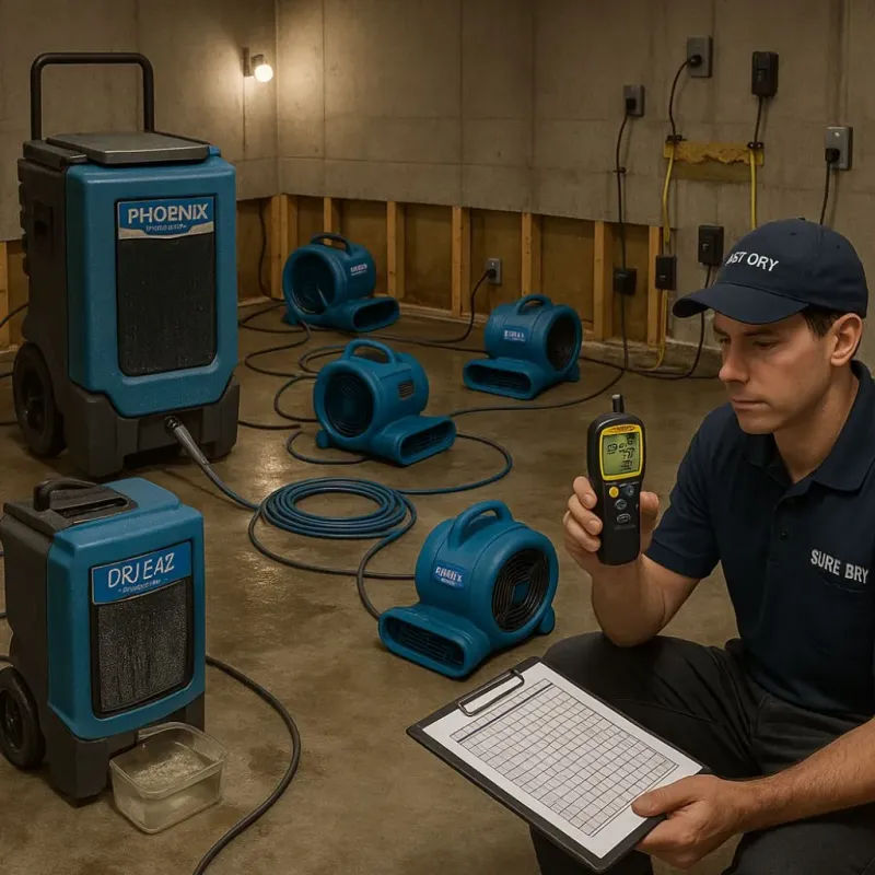 Structural Drying and Dehumidification process in Piney Point Village, TX